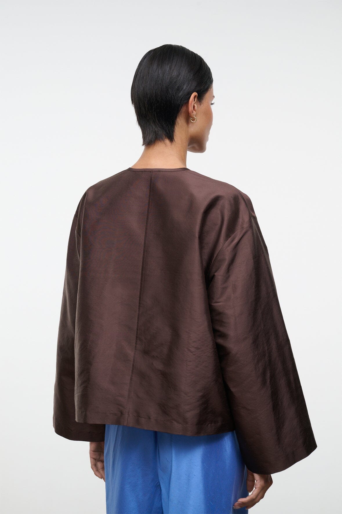 STAUD Clothing Vito Silk Top Earth
