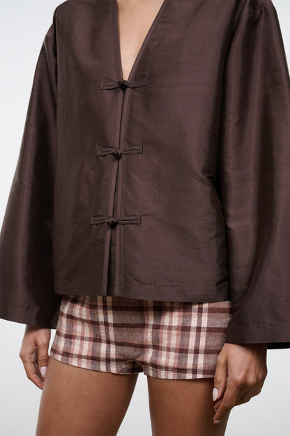 STAUD Clothing Vito Silk Top Earth