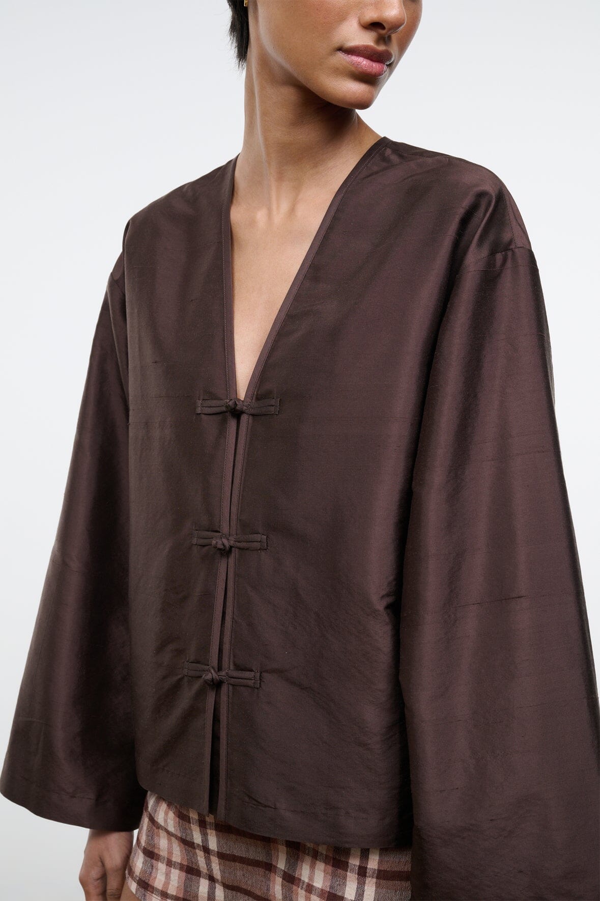 STAUD Clothing Vito Silk Top Earth