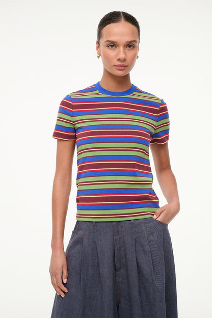 STAUD Clothing Weekend Crew Tee Spectrum Stripe