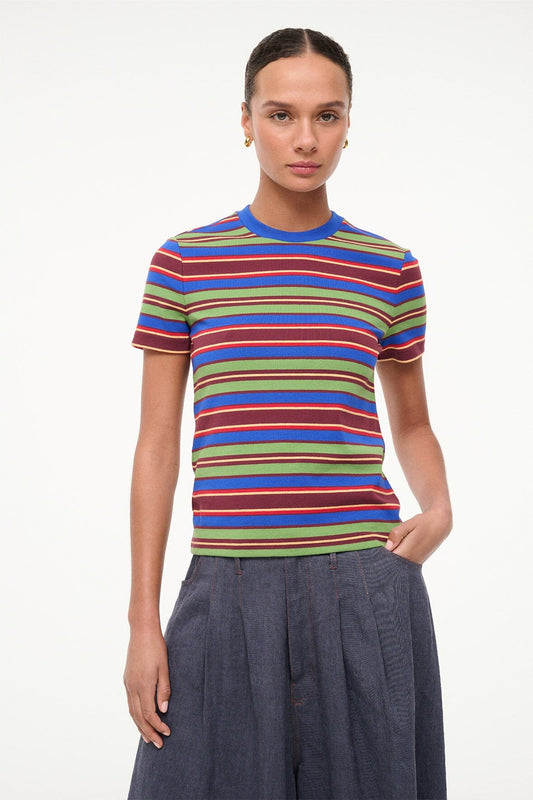STAUD Clothing Weekend Crew Tee Spectrum Stripe