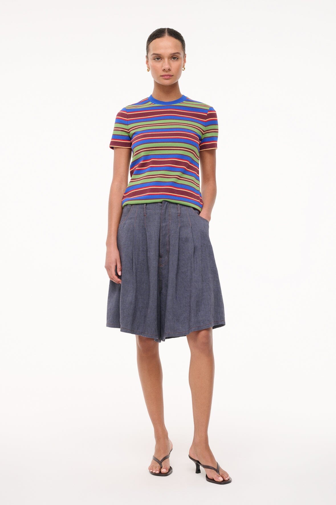 STAUD Clothing Weekend Crew Tee Spectrum Stripe