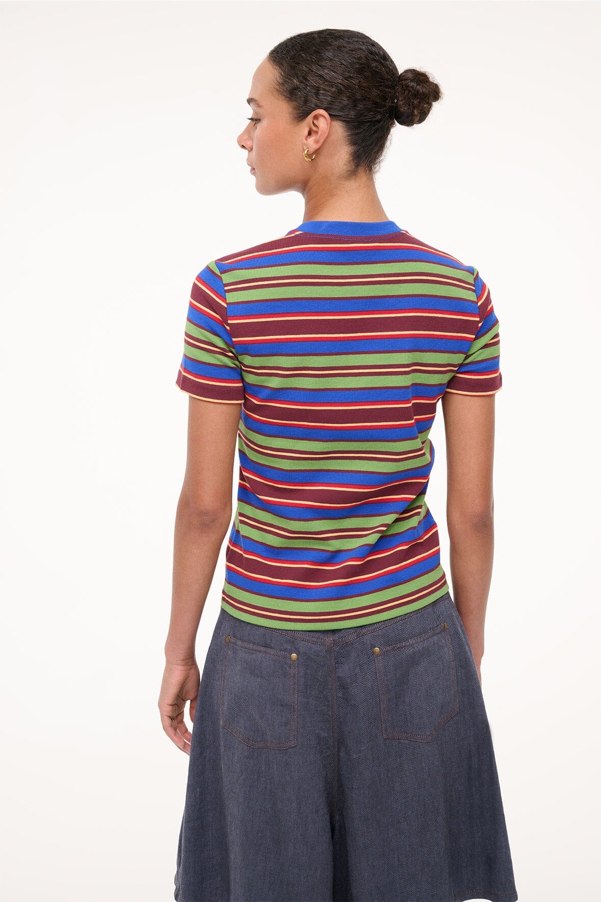 STAUD Clothing Weekend Crew Tee Spectrum Stripe