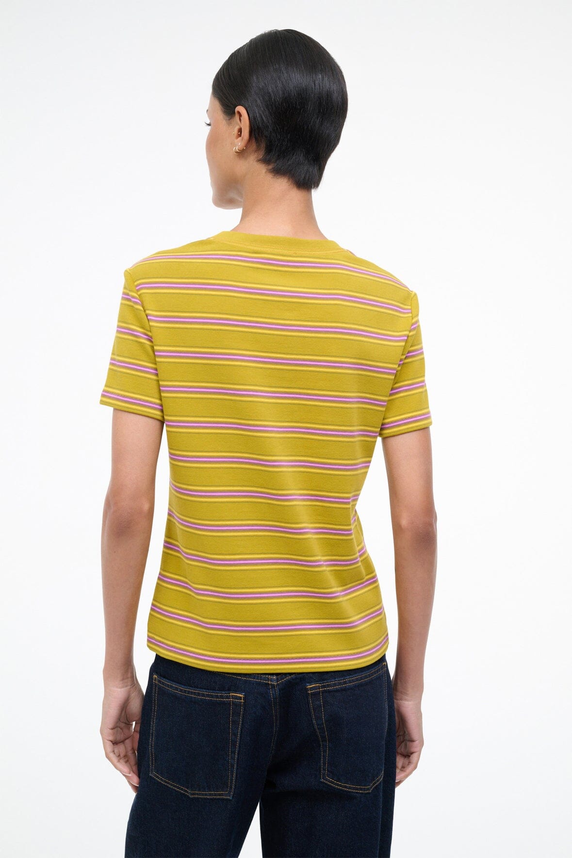 STAUD Clothing Weekend Crew Tee Spectrum Stripe
