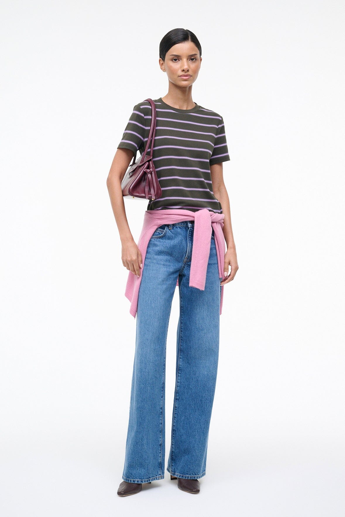 STAUD Clothing Weekend Crew Tee Pine Stripe