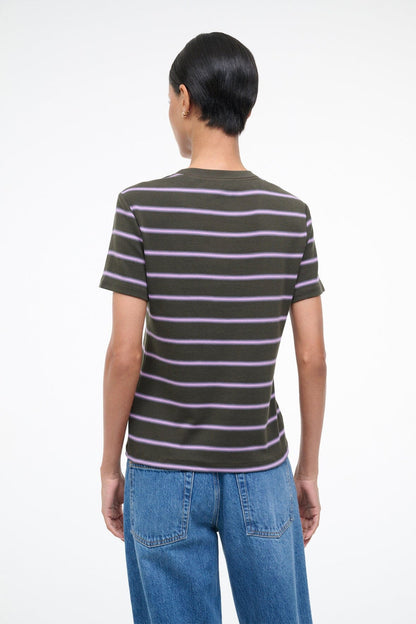 STAUD Clothing Weekend Crew Tee Pine Stripe