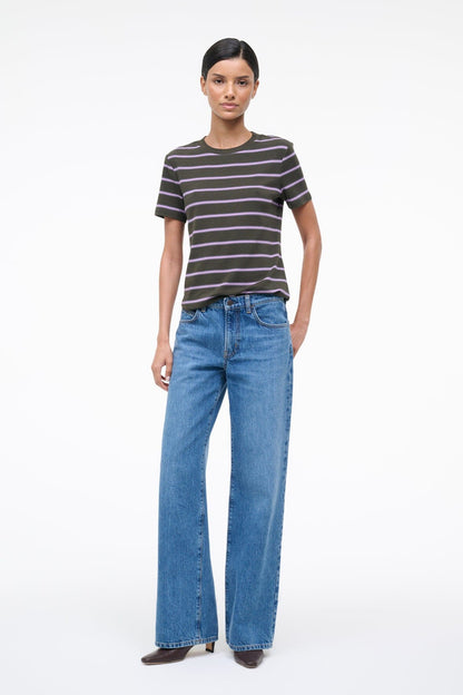 STAUD Clothing Weekend Crew Tee Pine Stripe