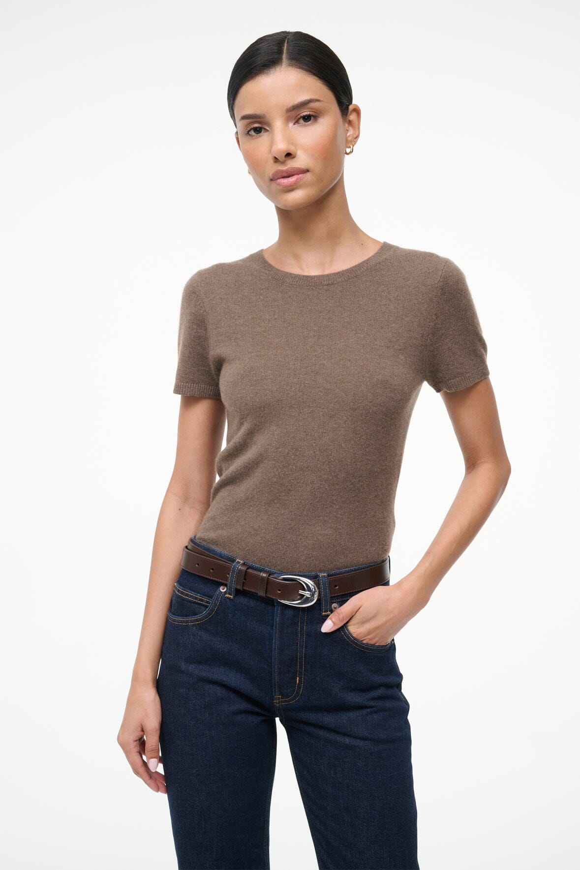 STAUD Clothing Easy Cashmere Tee Truffle