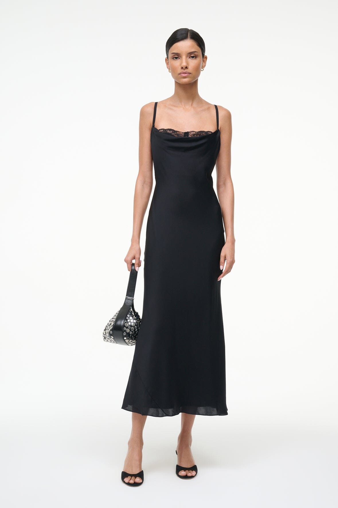 STAUD Dresses|Clothing Evangeline Silk Midi Dress Black