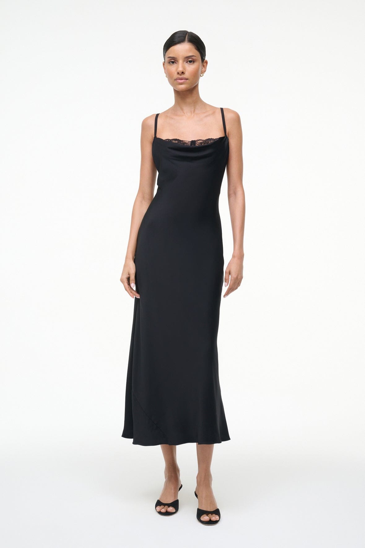 STAUD Dresses|Clothing Evangeline Silk Midi Dress Black