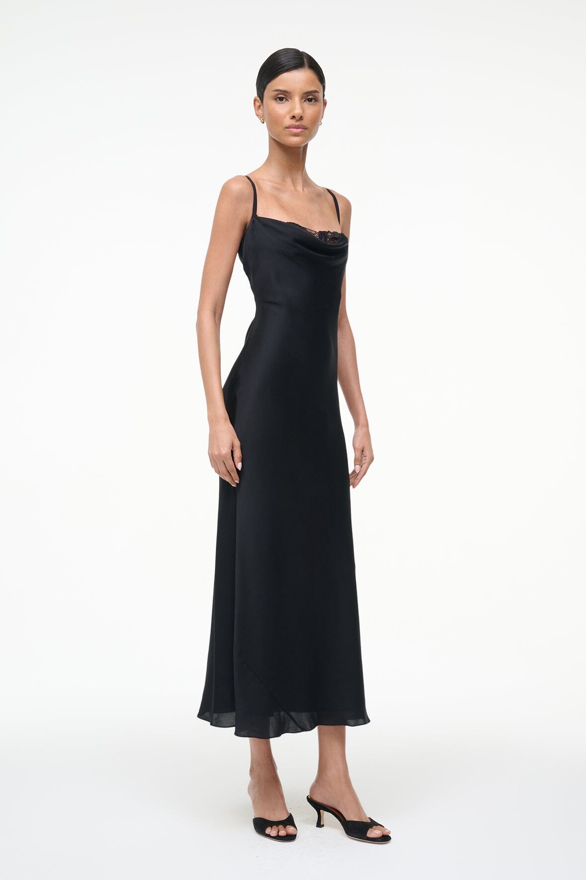 STAUD Dresses|Clothing Evangeline Silk Midi Dress Black