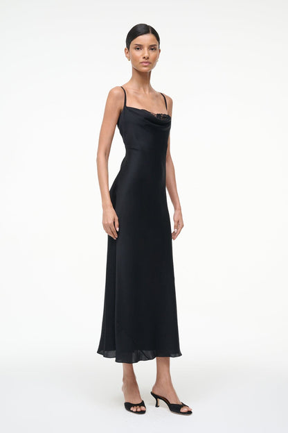 STAUD Dresses|Clothing Evangeline Silk Midi Dress Black