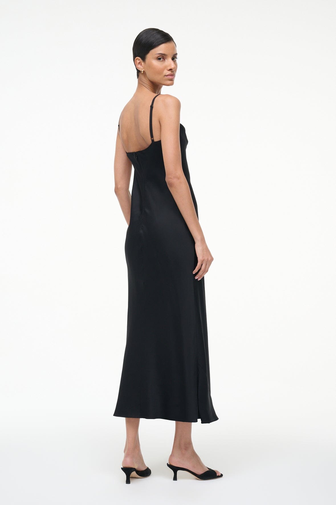 STAUD Dresses|Clothing Evangeline Silk Midi Dress Black