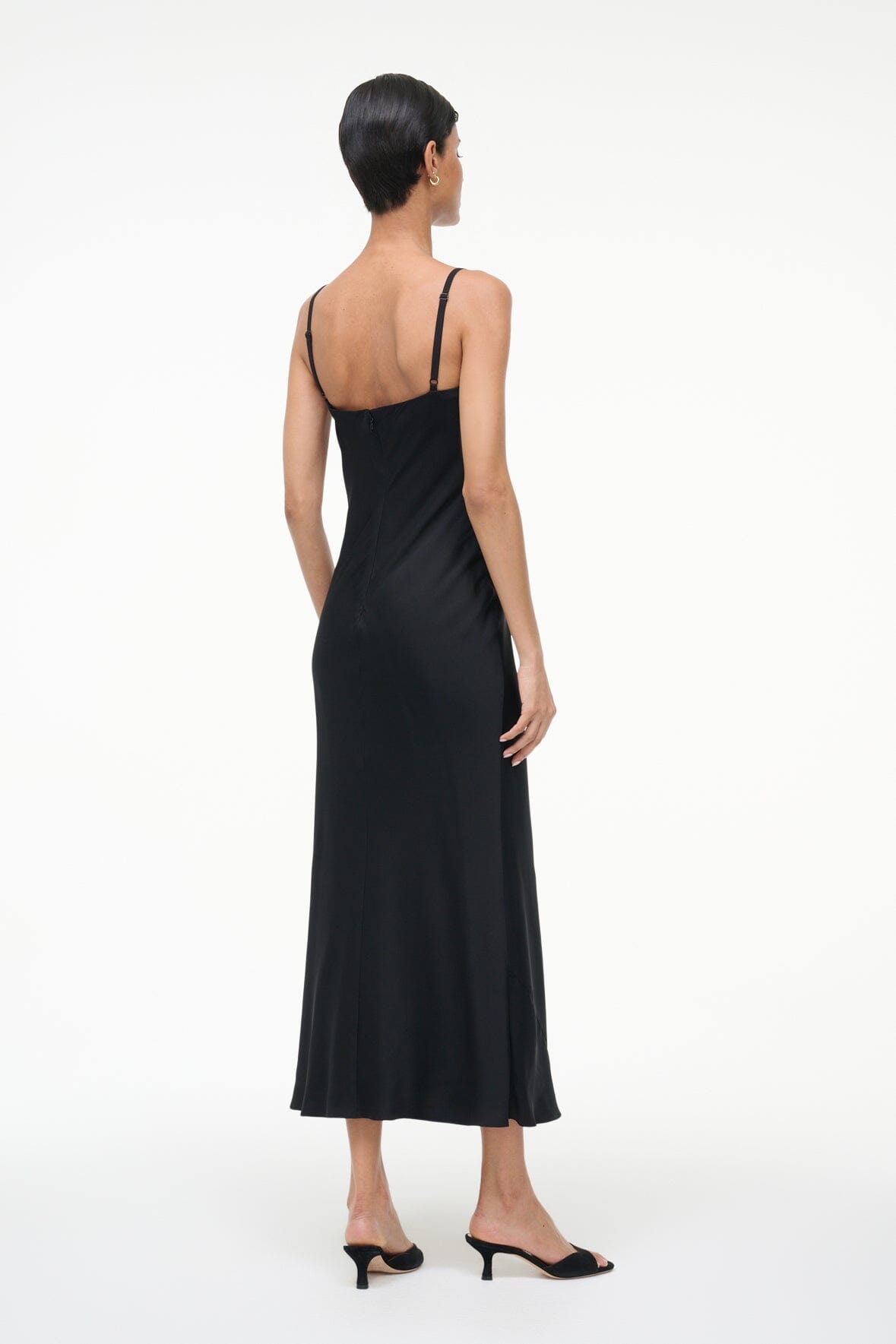 STAUD Dresses|Clothing Evangeline Silk Midi Dress Black