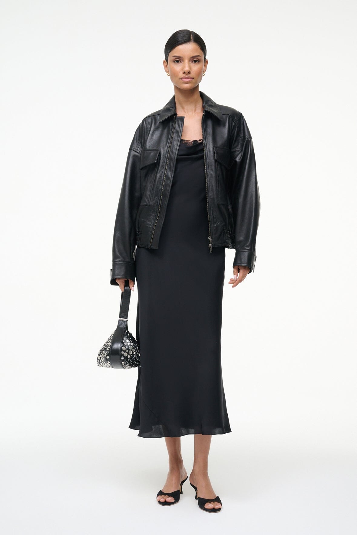 STAUD Dresses|Clothing Evangeline Silk Midi Dress Black