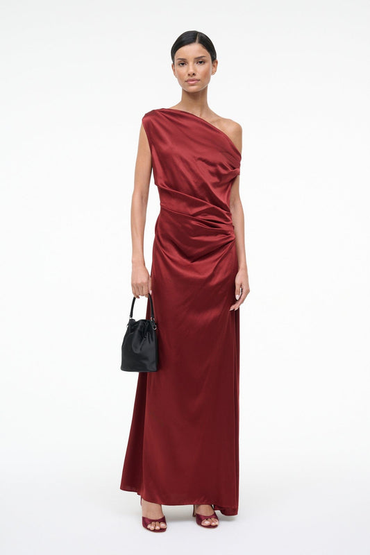 STAUD Dresses|Clothing Maxi Phare Silk Dress Sangria