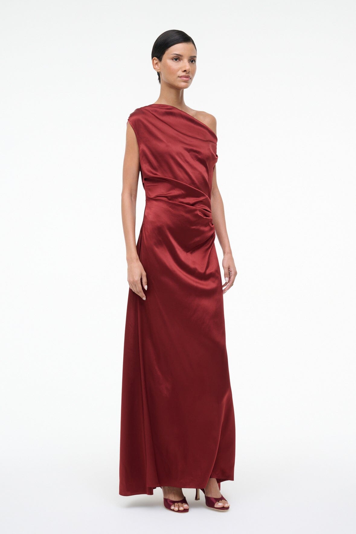 STAUD Dresses|Clothing Maxi Phare Silk Dress Sangria