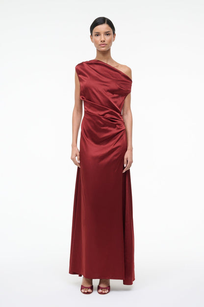 STAUD Dresses|Clothing Maxi Phare Silk Dress Sangria