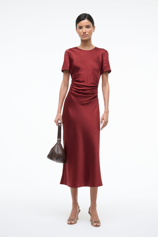 STAUD Dresses|Clothing Marcel Silk Dress Sangria