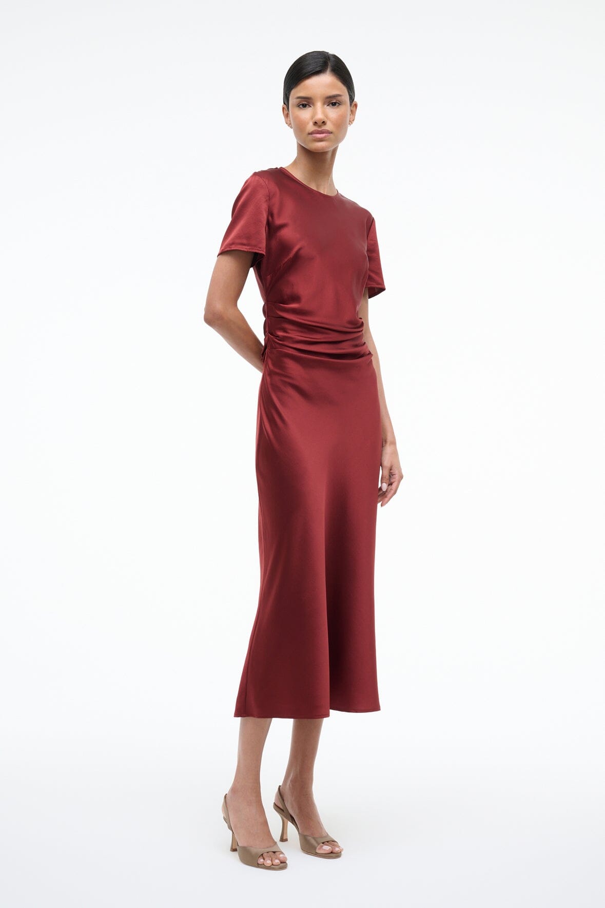 STAUD Dresses|Clothing Marcel Silk Dress Sangria