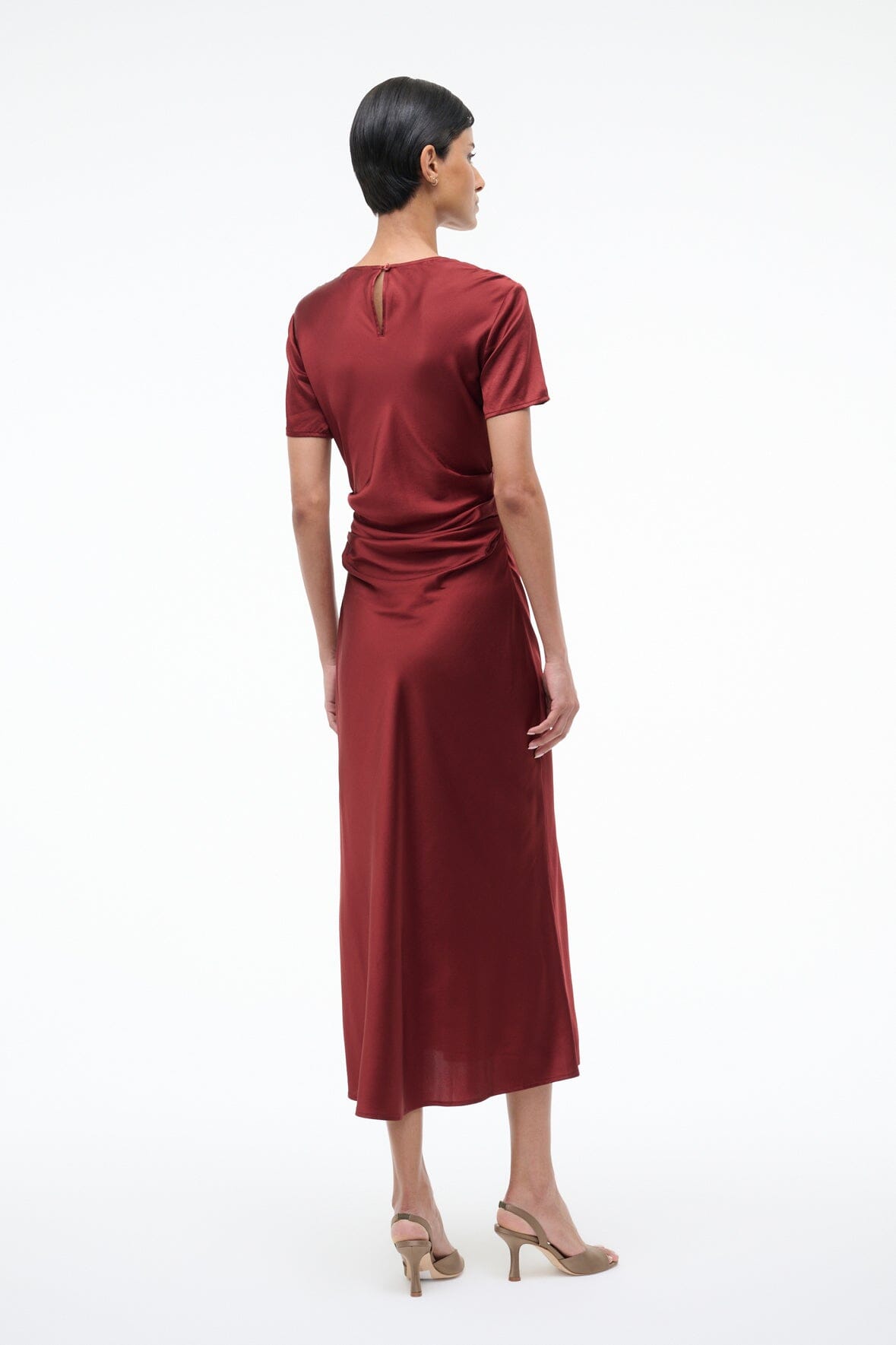 STAUD Dresses|Clothing Marcel Silk Dress Sangria