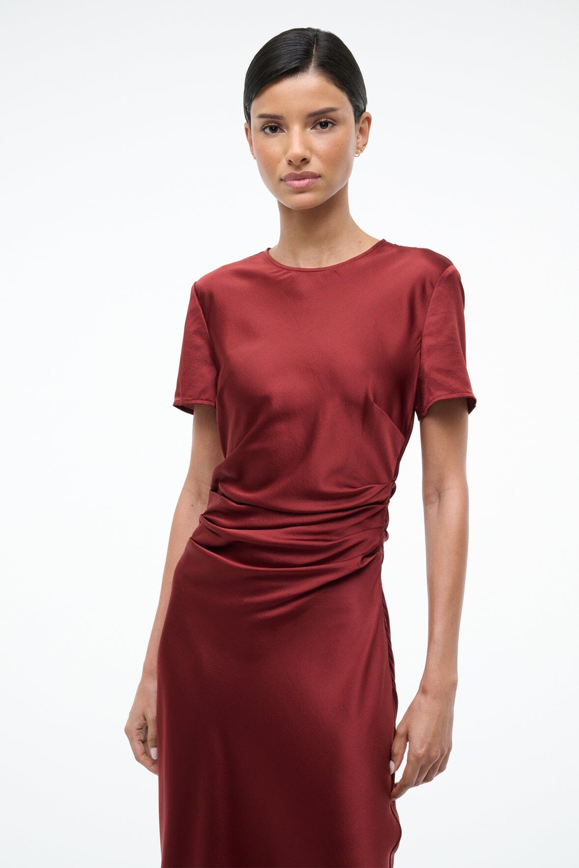 STAUD Dresses|Clothing Marcel Silk Dress Sangria