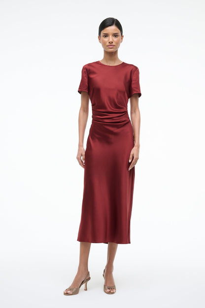 STAUD Dresses|Clothing Marcel Silk Dress Sangria