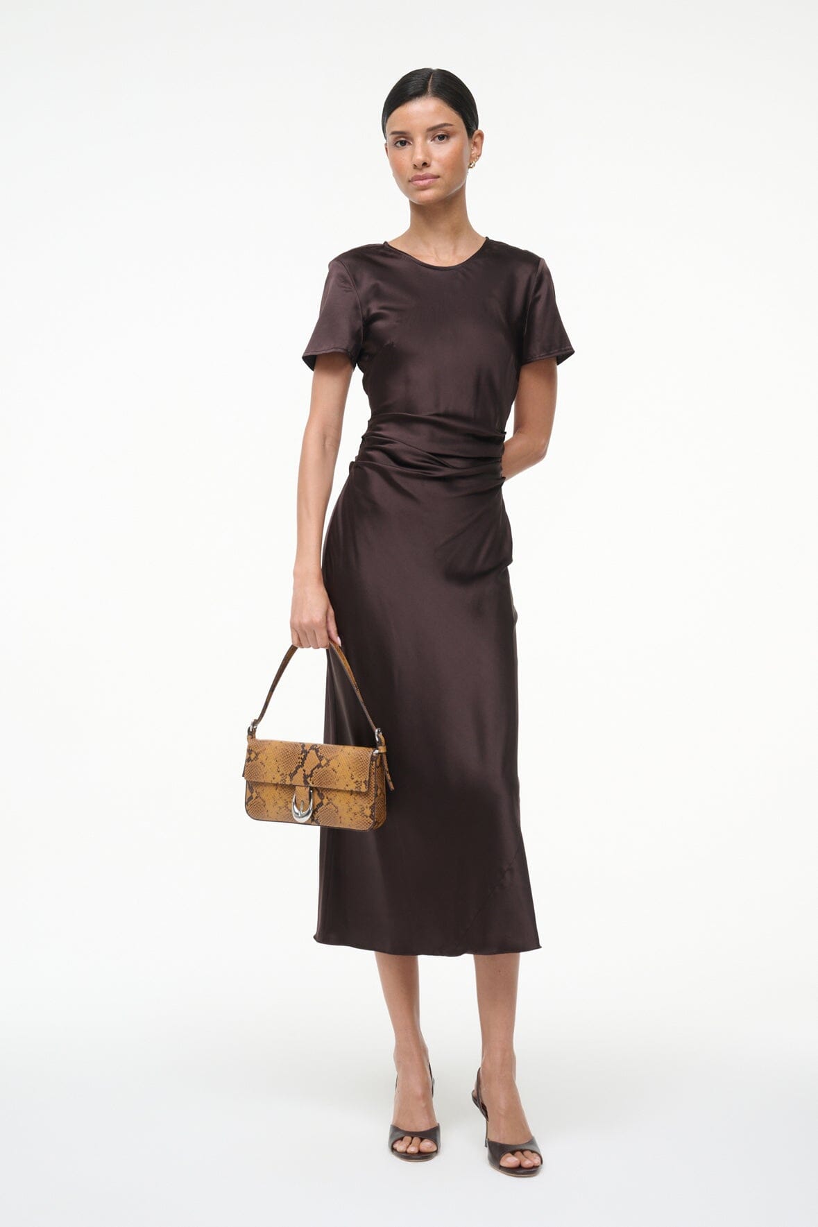 STAUD Dresses|Clothing Marcel Silk Dress Earth