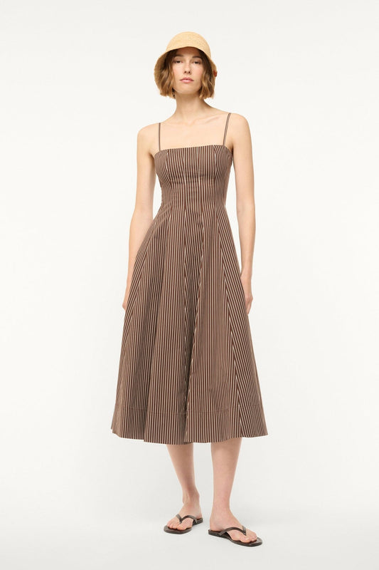 STAUD Dresses|Clothing Wylie Dress Dark Oak Micro Stripe