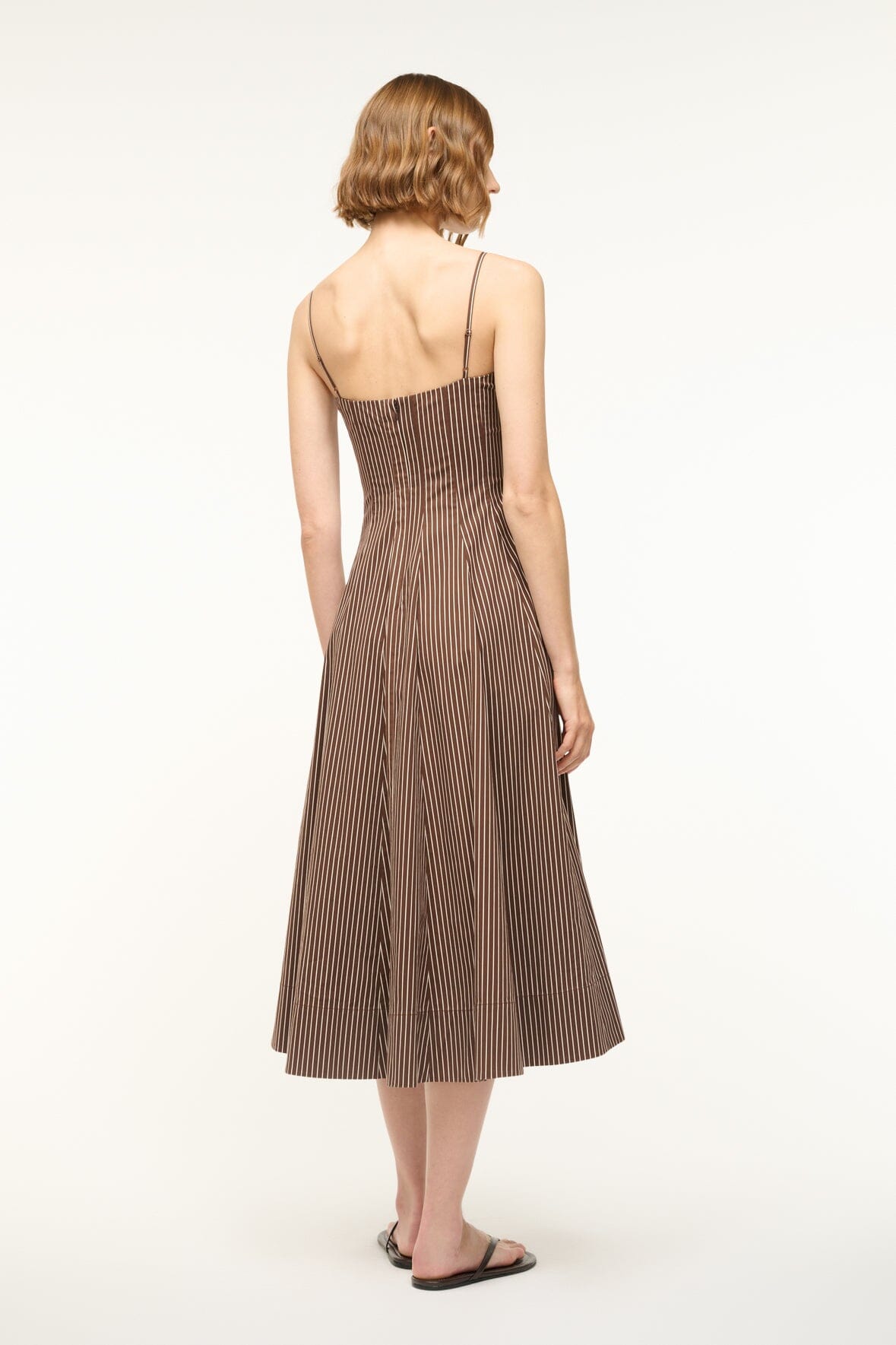 STAUD Dresses|Clothing Wylie Dress Dark Oak Micro Stripe