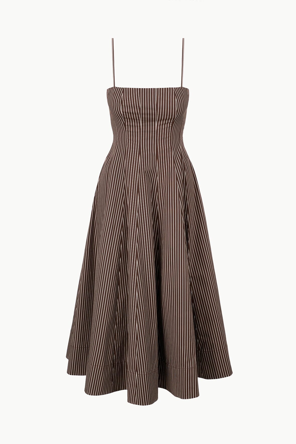 STAUD Dresses|Clothing Wylie Dress Dark Oak Micro Stripe