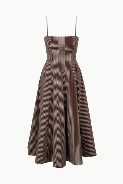 STAUD Dresses|Clothing Wylie Dress Dark Oak Micro Stripe