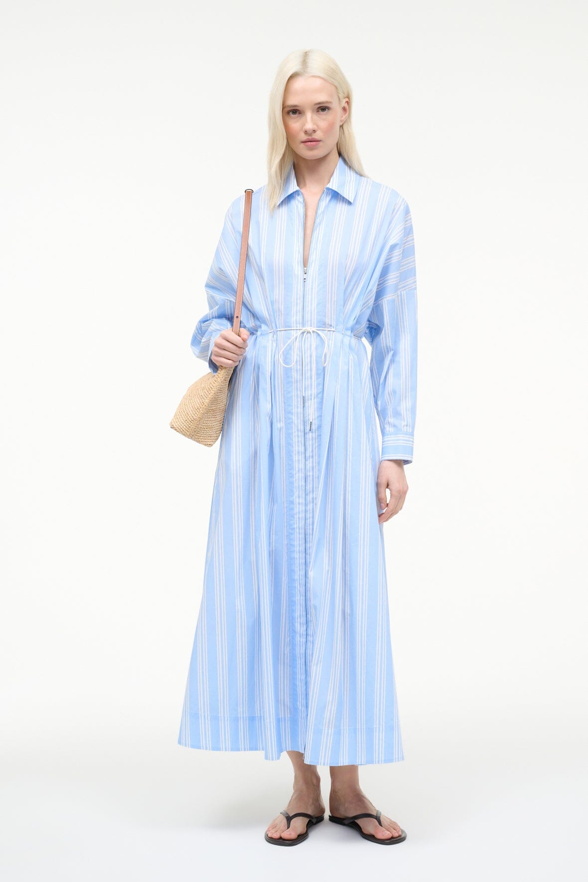 STAUD Sale Chi Midi Dress Ventura Stripe