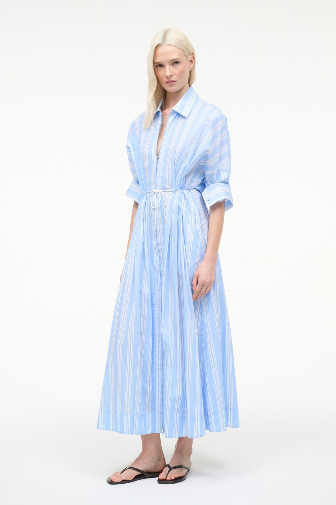 STAUD Sale Chi Midi Dress Ventura Stripe