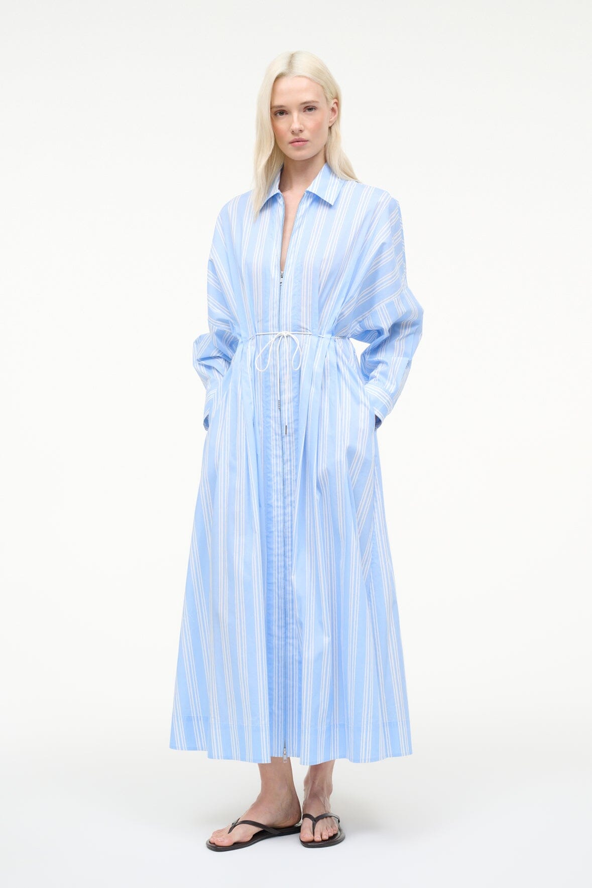 STAUD Sale Chi Midi Dress Ventura Stripe