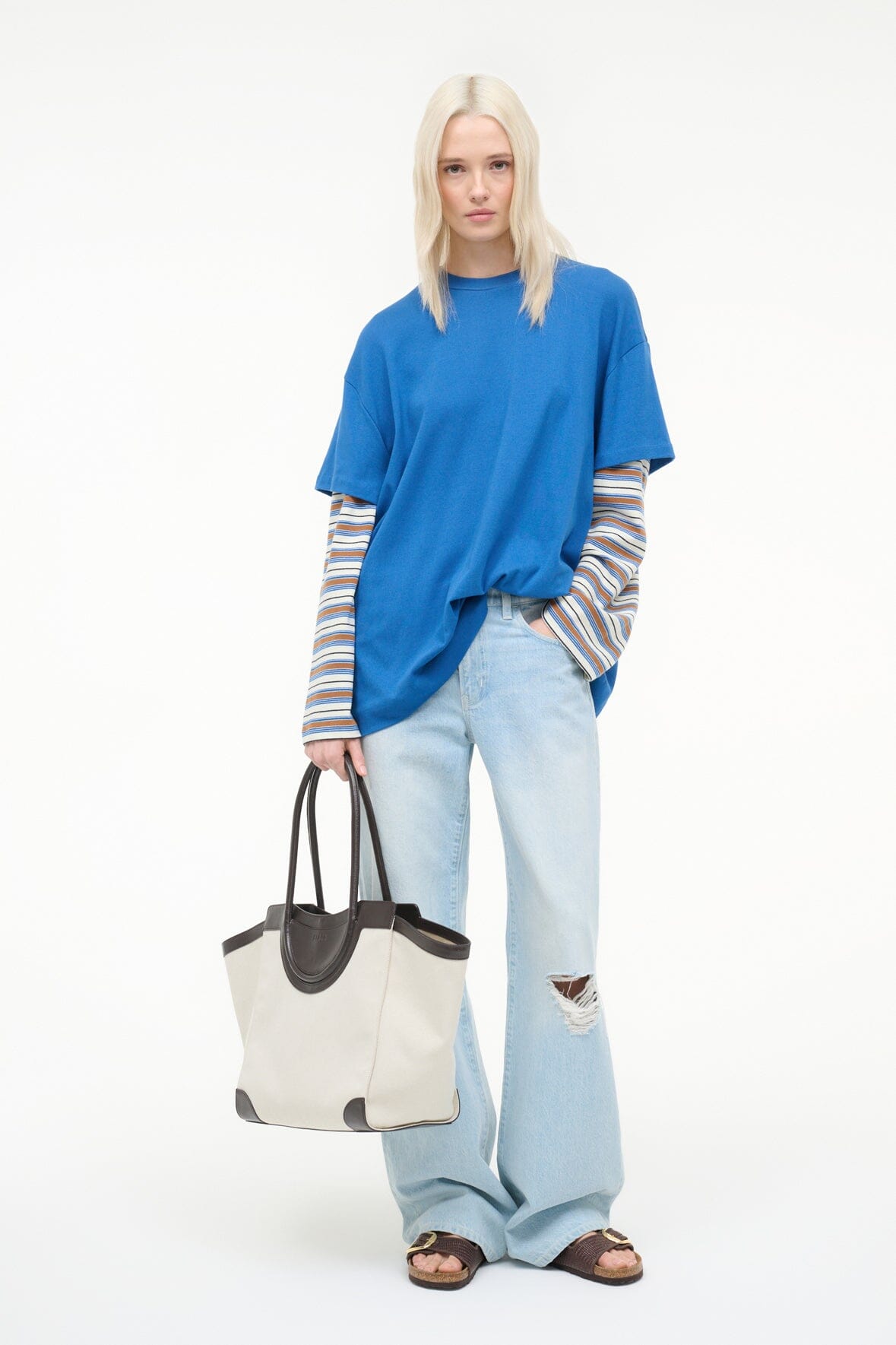STAUD Sale William Tee Blue Mojave Stripe