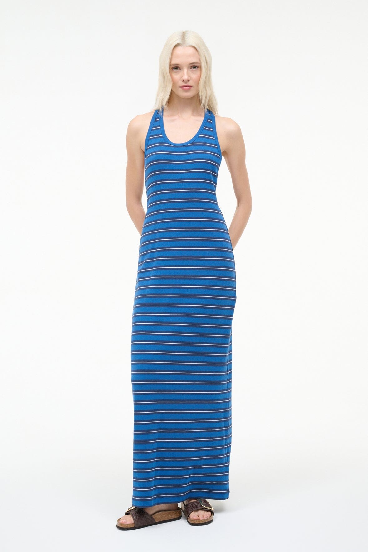 STAUD Sale Encino Dress Echo Stripe