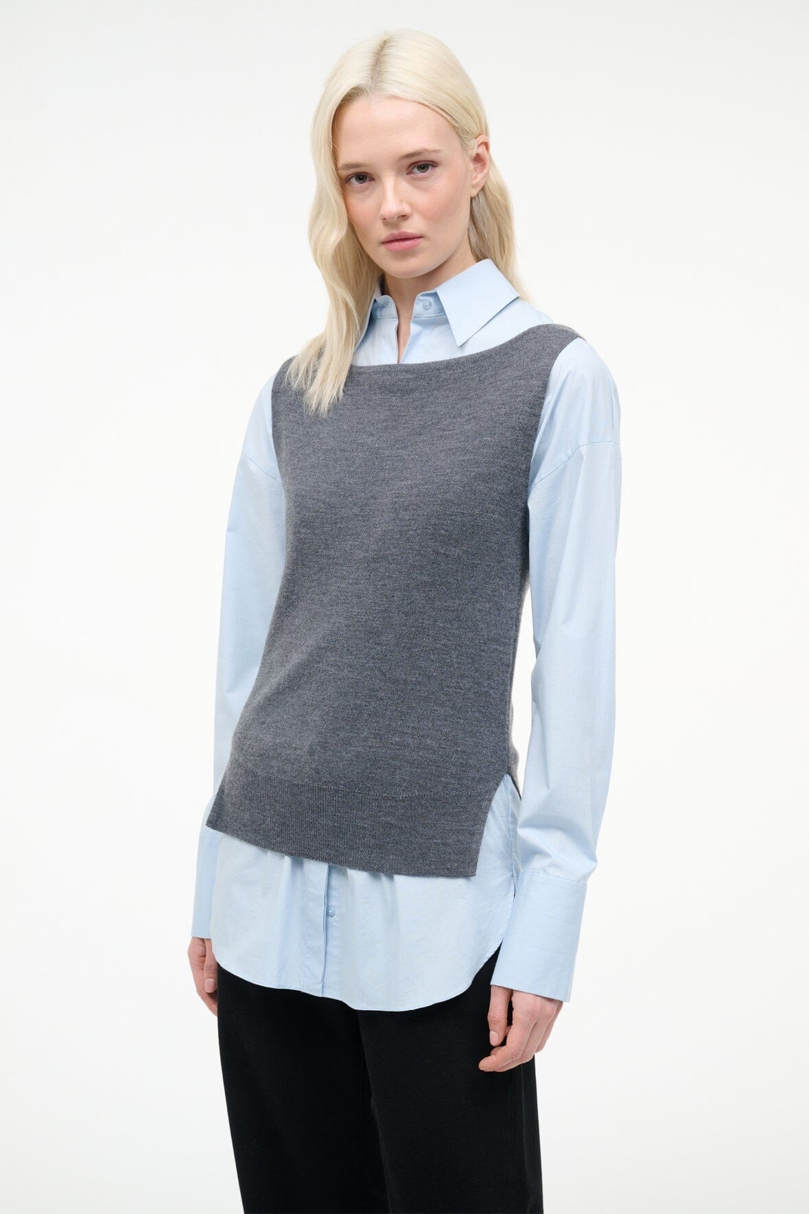 STAUD Sale Damian Top Charcoal Glacier