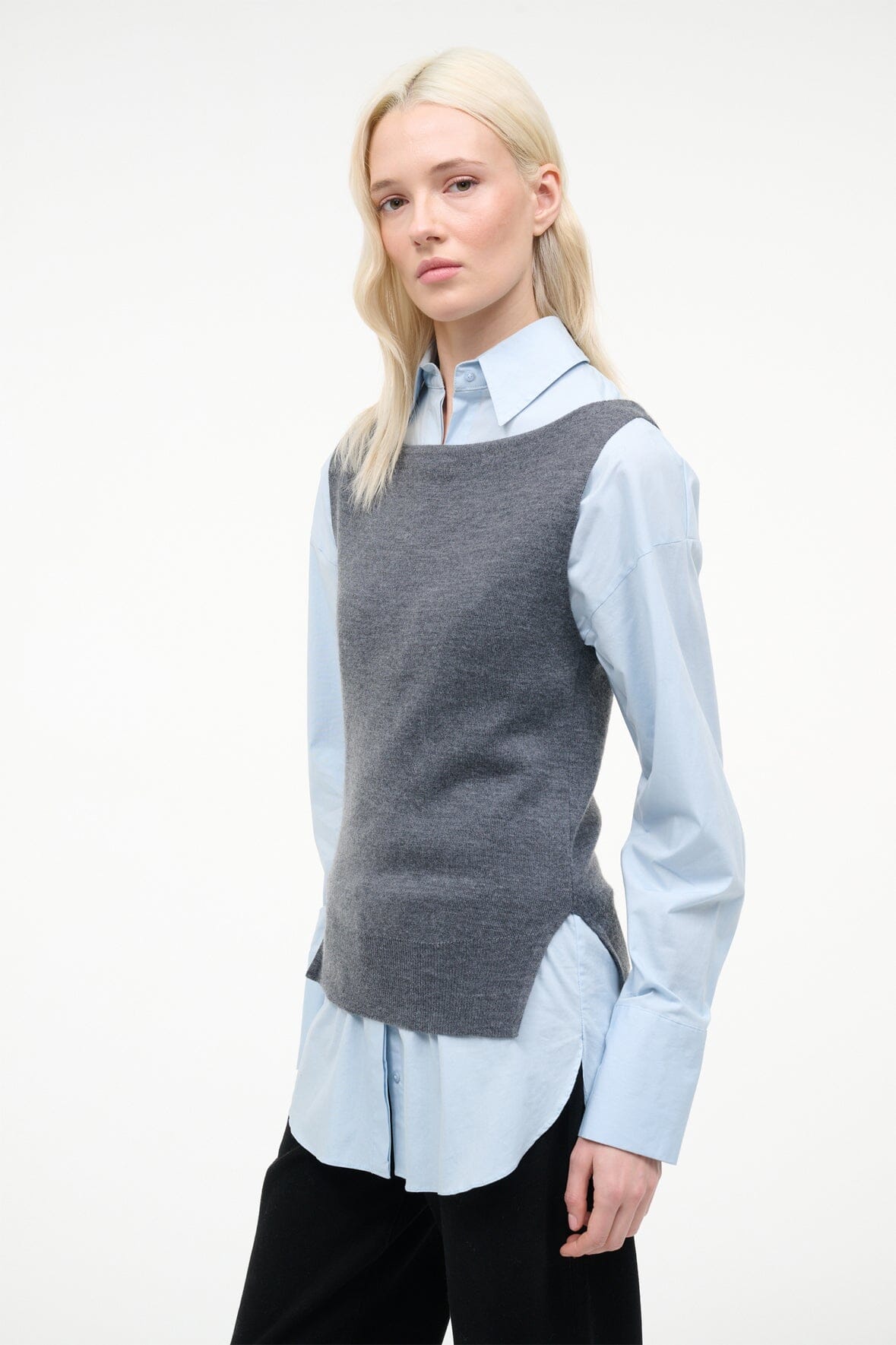 STAUD Sale Damian Top Charcoal Glacier