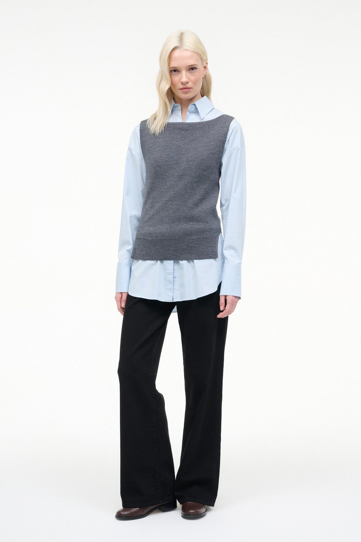STAUD Sale Damian Top Charcoal Glacier