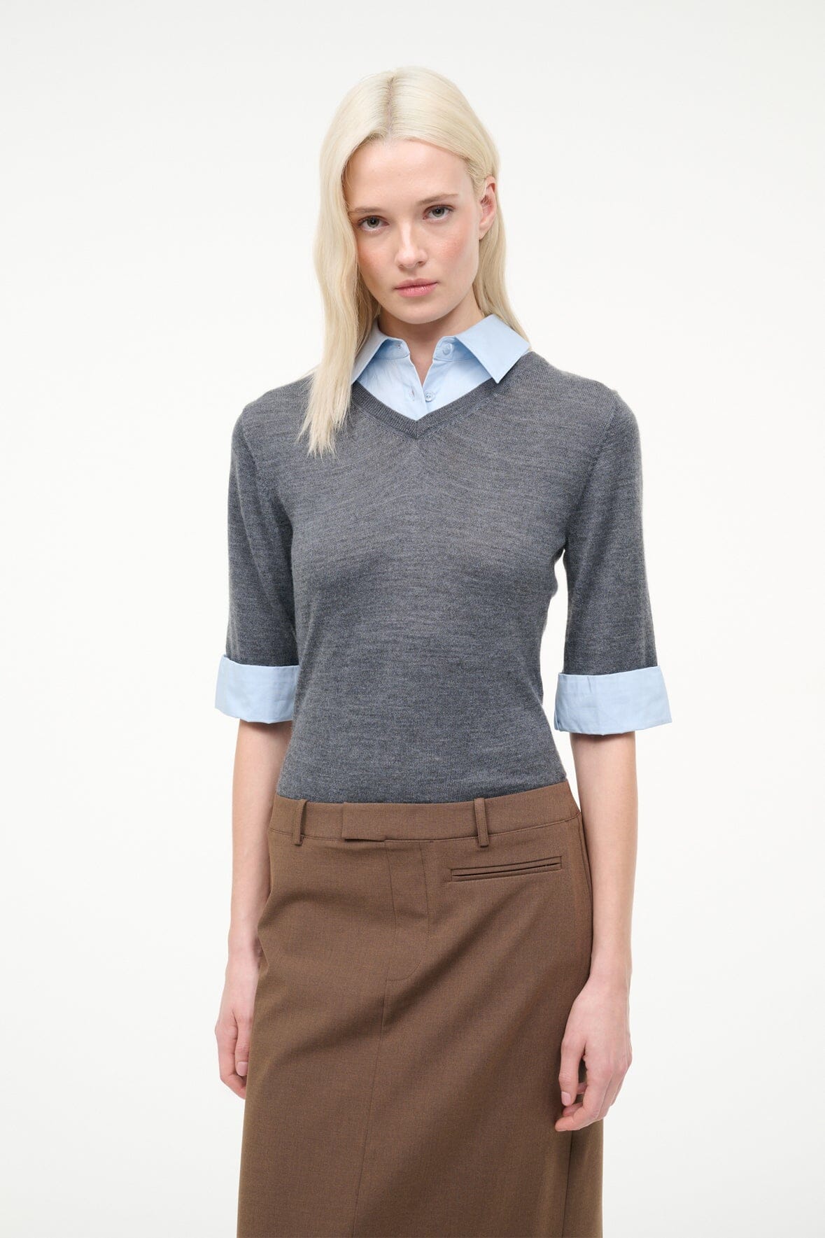 STAUD Sale Geo Dress Nutmeg Charcoal