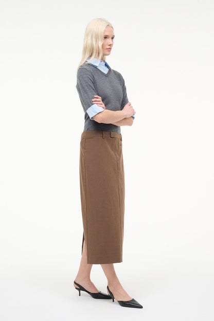 STAUD Sale Geo Dress Nutmeg Charcoal
