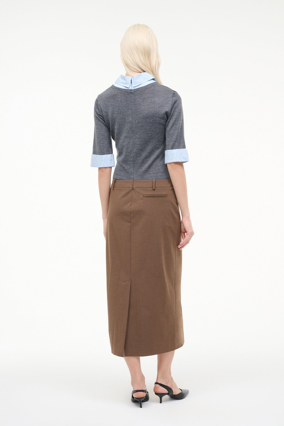 STAUD Sale Geo Dress Nutmeg Charcoal
