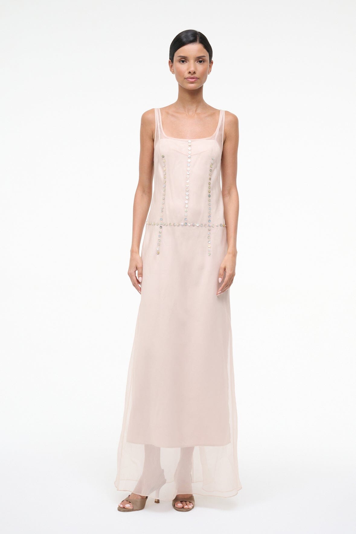 STAUD Sale Greta Silk Dress Fawn