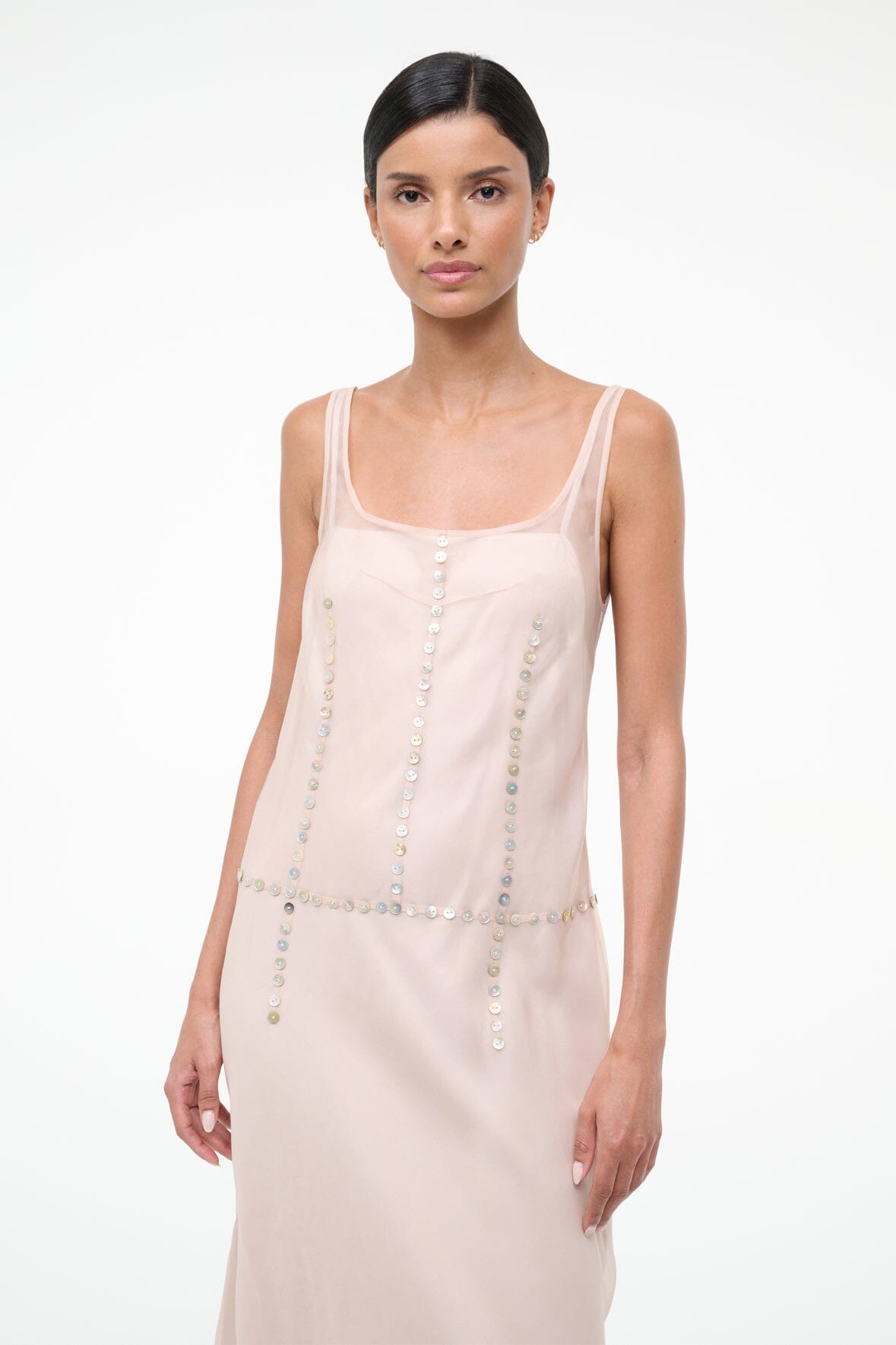 STAUD Sale Greta Silk Dress Fawn