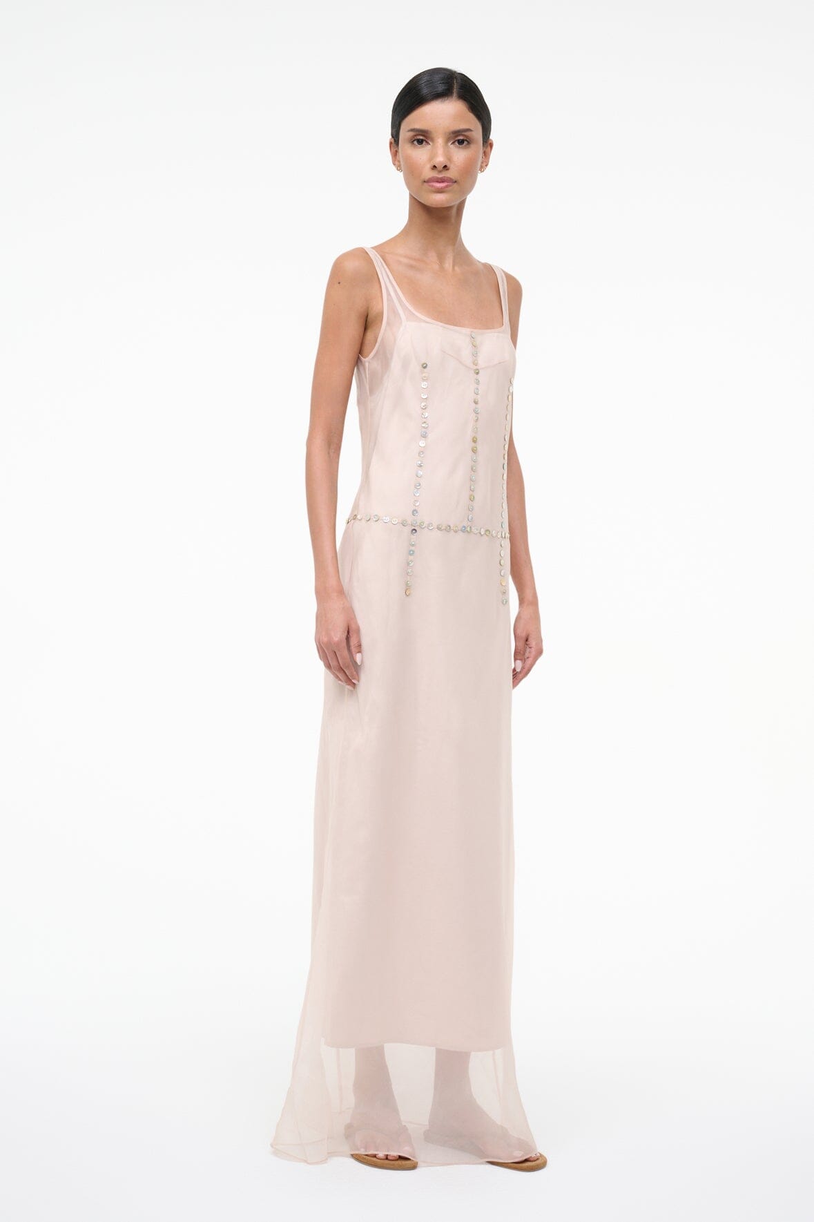 STAUD Sale Greta Silk Dress Fawn