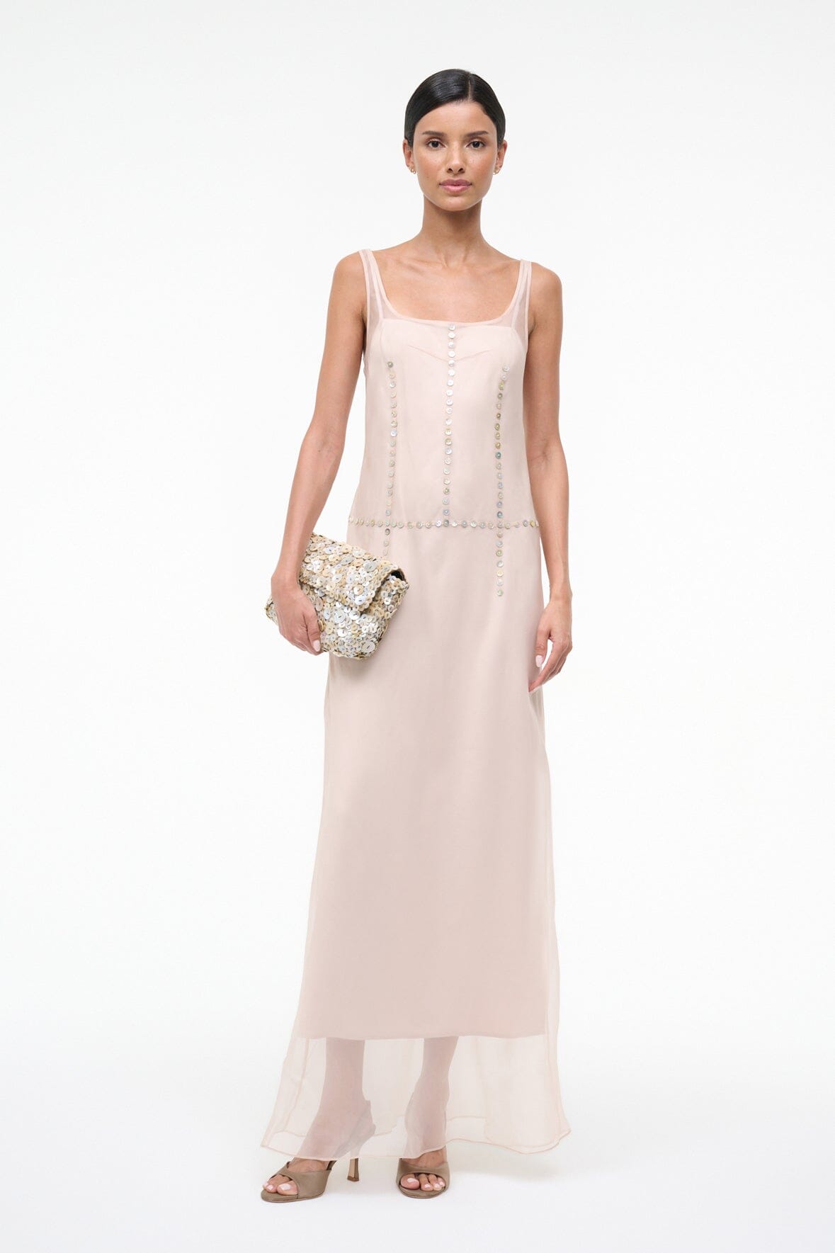 STAUD Sale Greta Silk Dress Fawn
