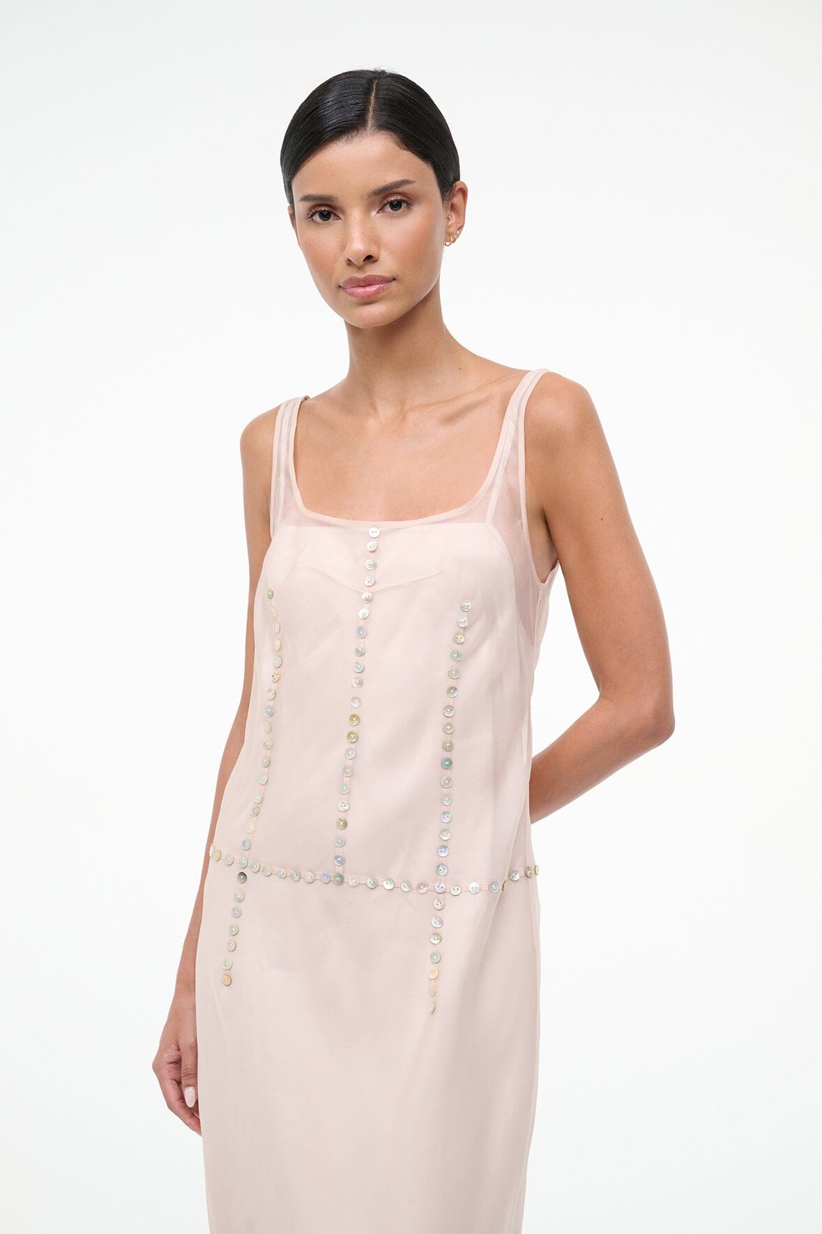 STAUD Sale Greta Silk Dress Fawn