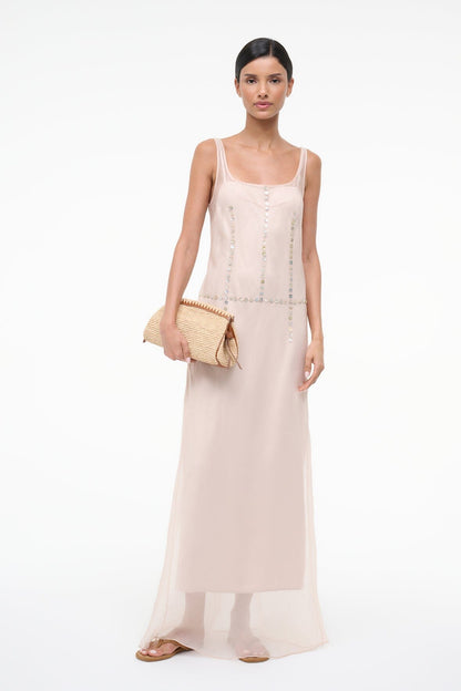 STAUD Sale Greta Silk Dress Fawn