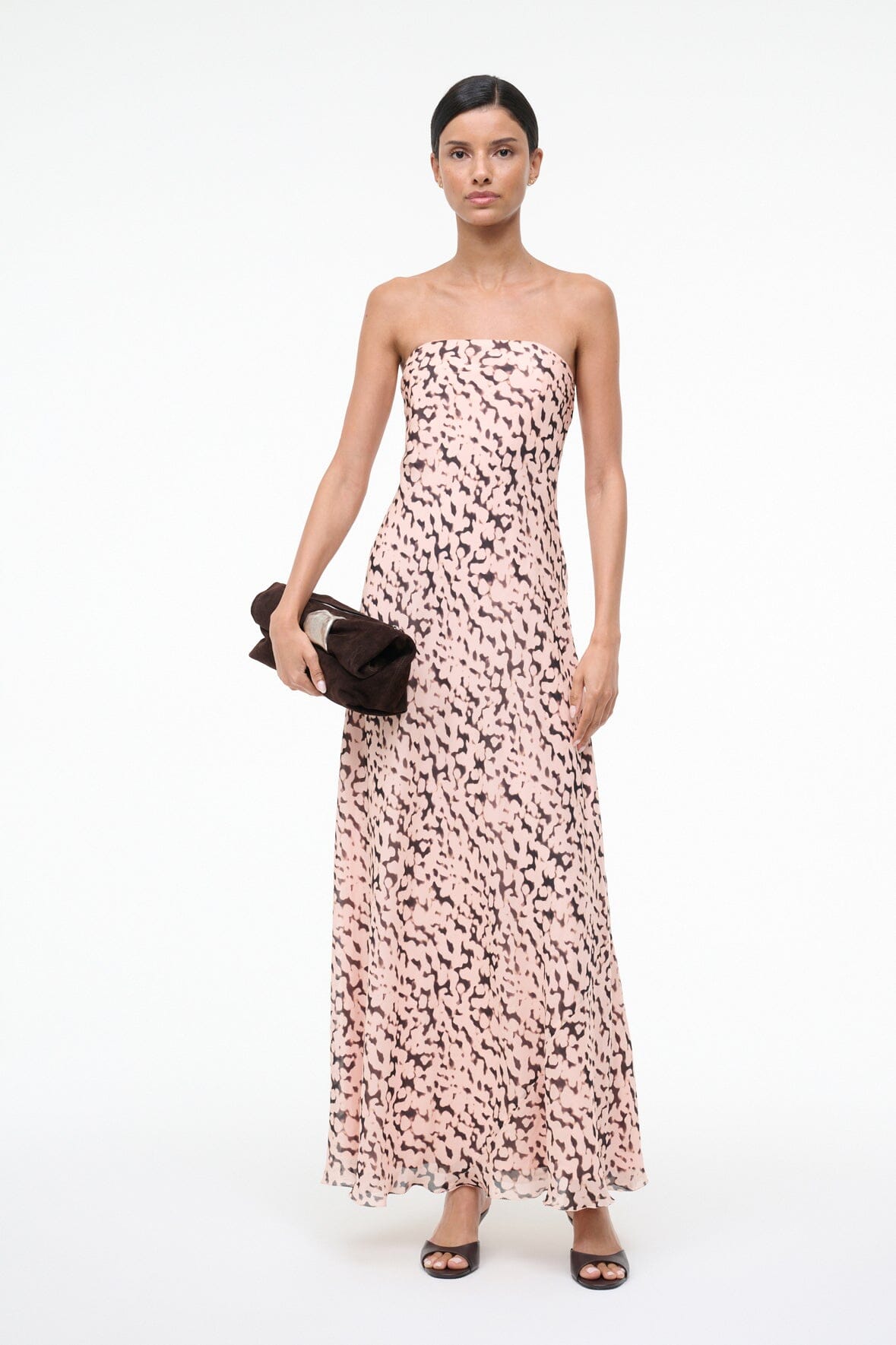 STAUD Sale Cassie Silk Dress Almond Black